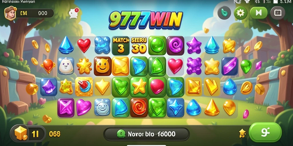 Gameplay seru dari 9777WIN saat mencocokkan objek Match-3.