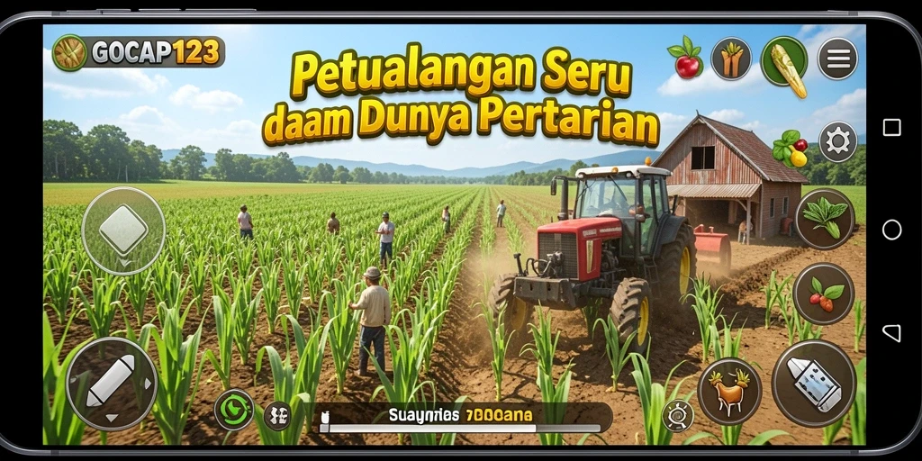 Tangkapan layar gameplay GOCAP123 menunjukkan aktivitas pertanian yang menyenangkan.