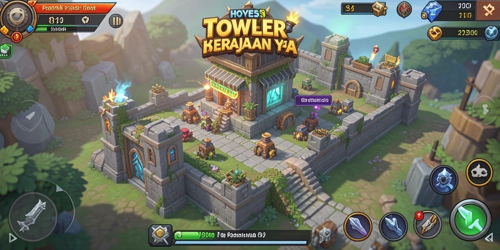 Screenshot utama HOYE55 menampilkan aksi seru dalam permainan Tower Defense.