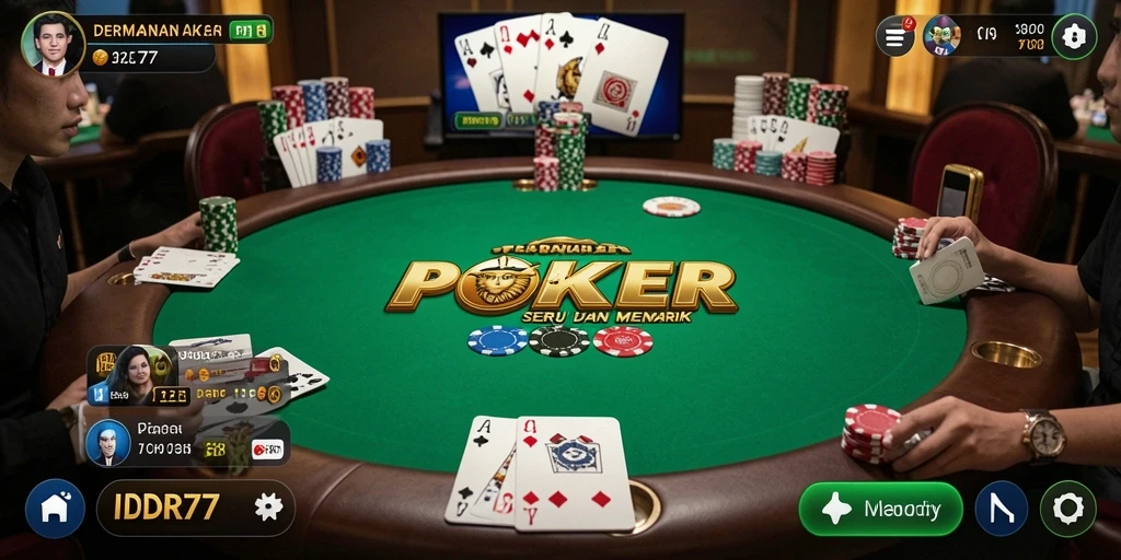 Tampilan gameplay menarik dari IDR77 dengan suasana Poker yang mendebarkan.