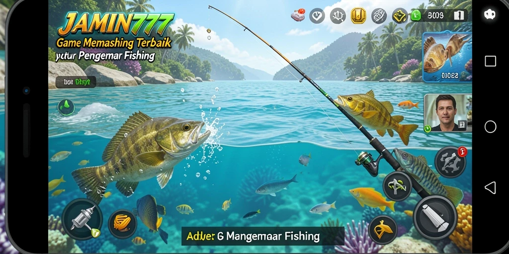 Screenshot tampilkan gameplay memancing yang memikat.