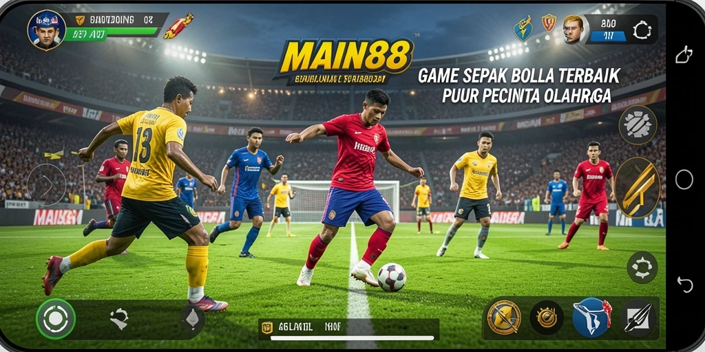 Tampilan gameplay MAIN88 yang menampilkan aksi seru di lapangan sepak bola.