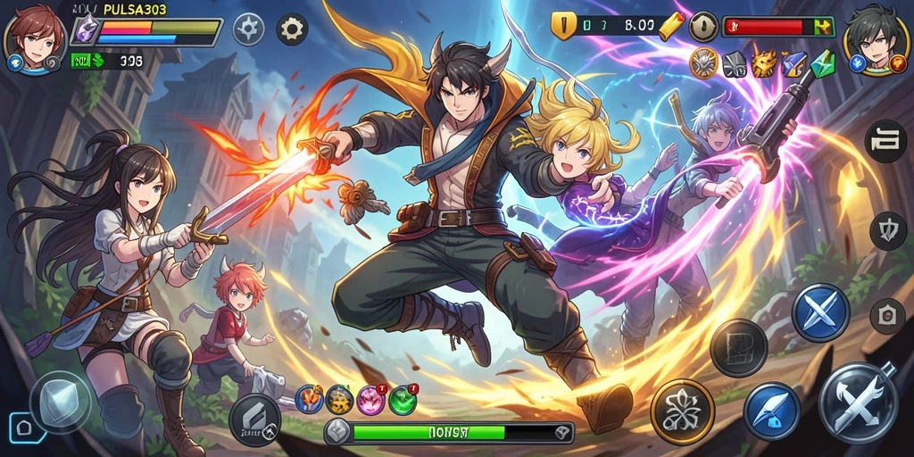 Tampilan gameplay seru dalam PULSA303 dengan karakter Anime favorit.