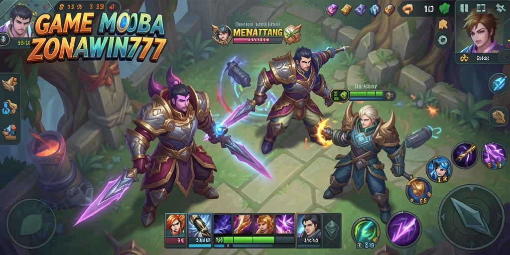 Tangkapan layar menunjukkan aksi seru dalam permainan MOBA ZONAWIN777.