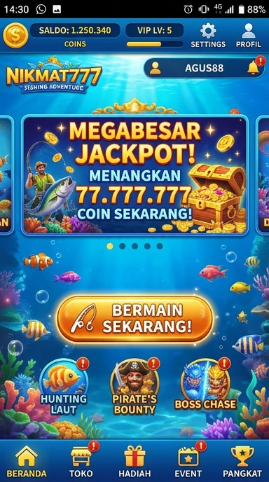 Tampilan utama aplikasi nikmat777 yang sederhana dan mudah digunakan.